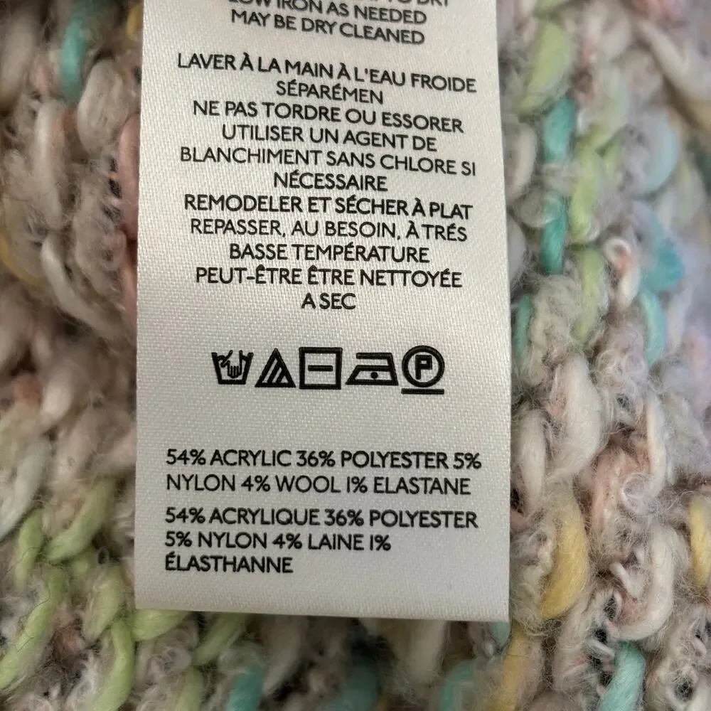 Free People Sweater Size M Multi Color Slouchy Oversized Wool Blend Boxy